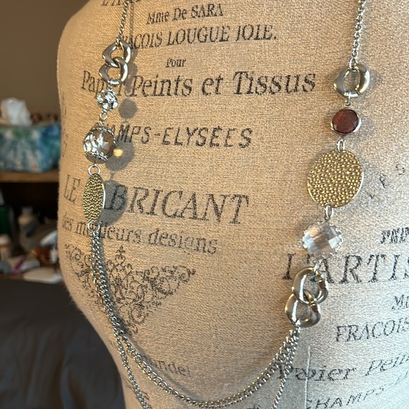 Silver Embellished Layered Necklace - Picture 2 of 3